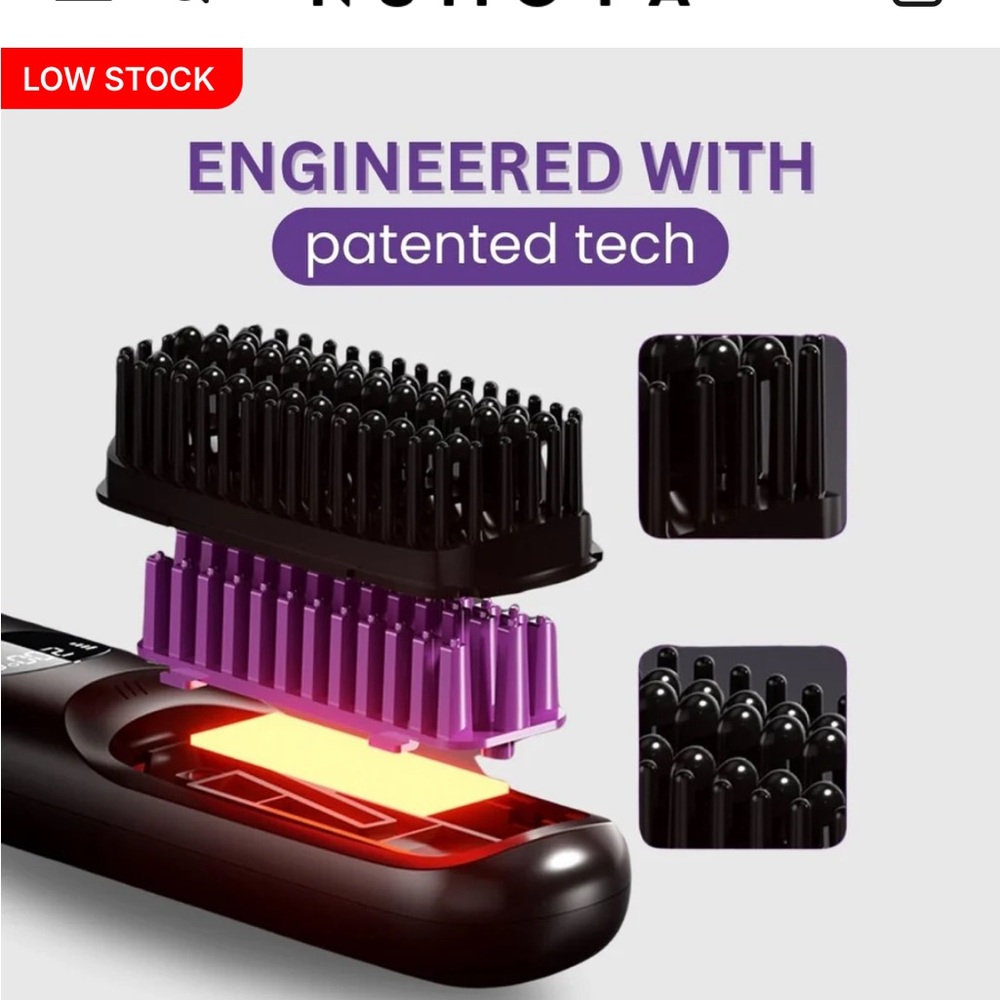 Advanced Hair Straightening Brush - Black and Purple